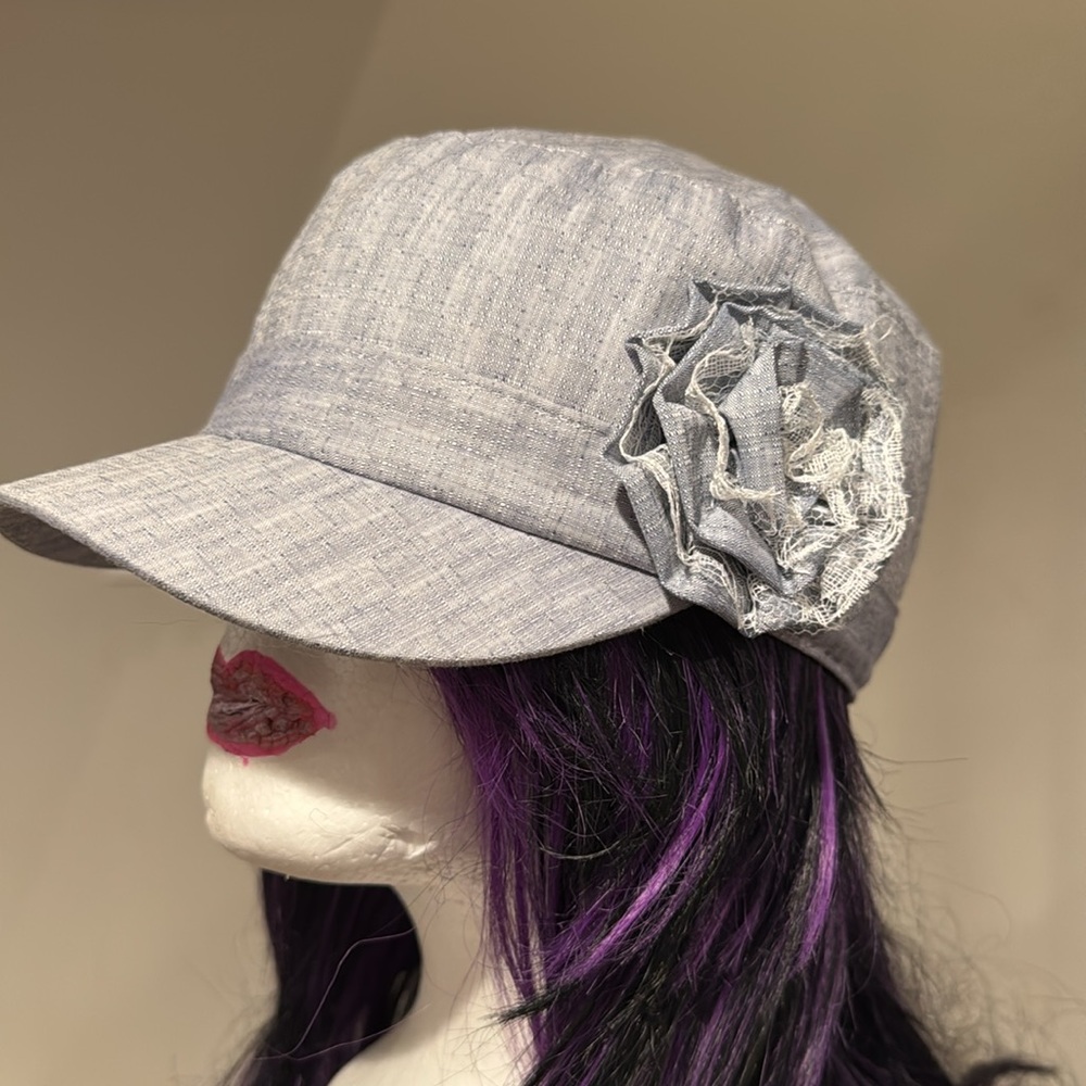 Croft & Barrow Pale Blue Women's Cap with Floral Accent - Picture 6 of 10